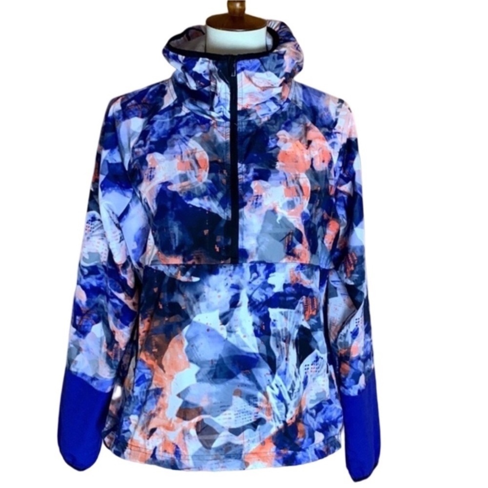 Adidas multicolor / watercolor print athletic hoodie jacket Size Small